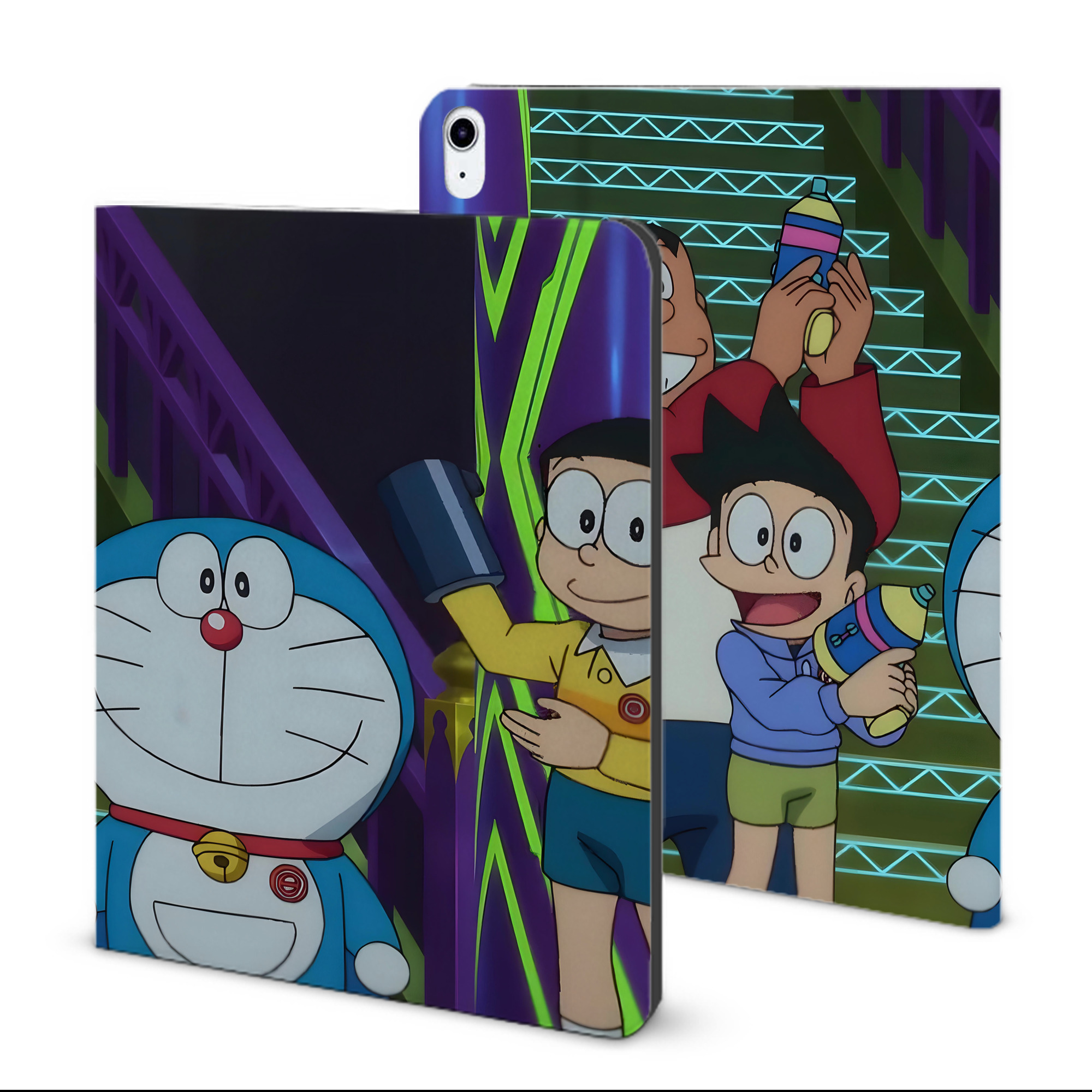 （画像用） ドラえもん Doraemon IPad ケース ブック型 PUレザー TPU 耐衝撃 軽量 薄型 ペン収納なし 全面保護 IPad 各モデル対応